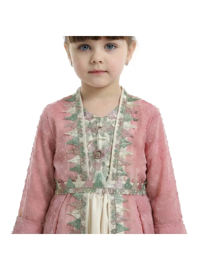 Bidani Yasmin Pink Beige Kaftan Jalabiya